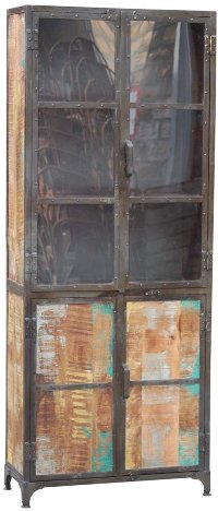 Reclaimed Lumber and Recycled Steel Tall Cabinet