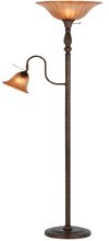 Bronze Metal Torchiere Uplight Floor Lamp with Reading Lamp