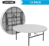 82673 Lifetime 6 Foot Round Stacking Tables 12-Pack White