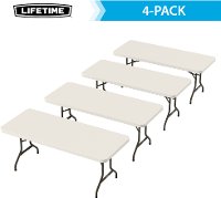 42900 Lifetime 6 Foot Folding Banquet Tables 4-Pack Almond