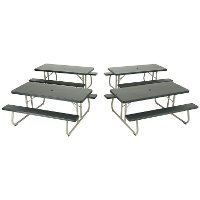 42123 Lifetime Products Hunter Green 4-Pack 6 ft. Folding Picnic Tables