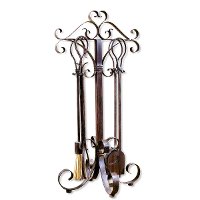 Cocoa Brown Hand Forged Metal Fireplace Tools