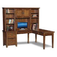 Rustic Brown Corner Computer Desk with Hutch - Cross Country