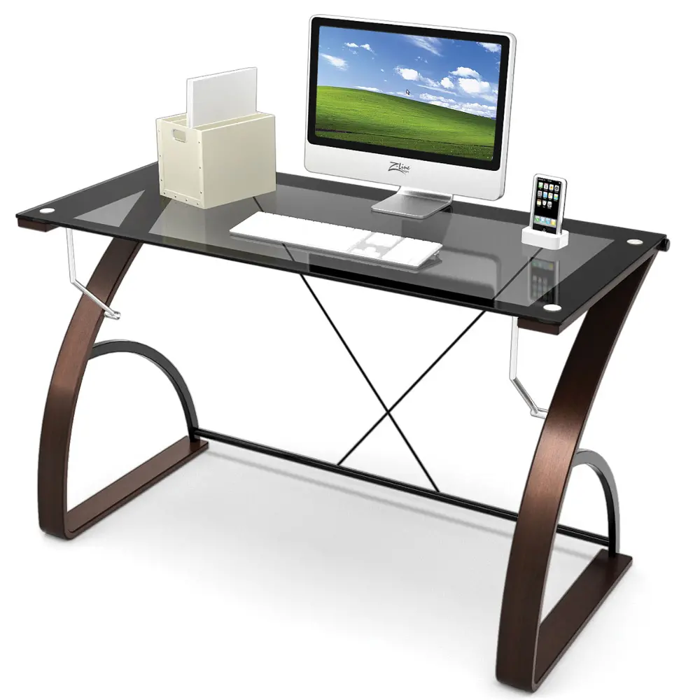 ZL7500-01MD Contemporary Brown and Glass Computer Desk-1