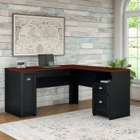 Black/ Cherry L-Desk - Fairview