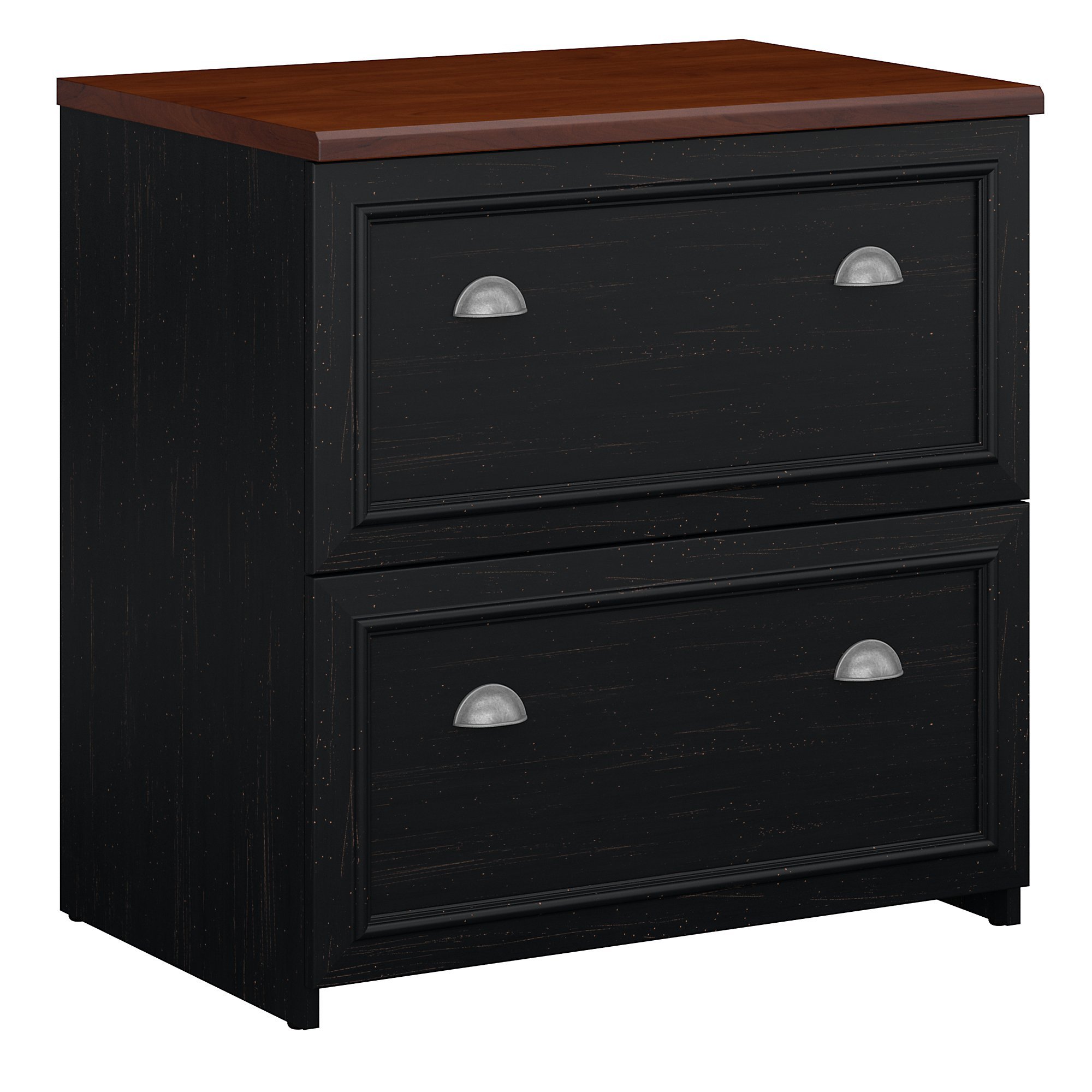 Fairview Antique Black/Cherry 2 Drawer Lateral File Cabinet-3