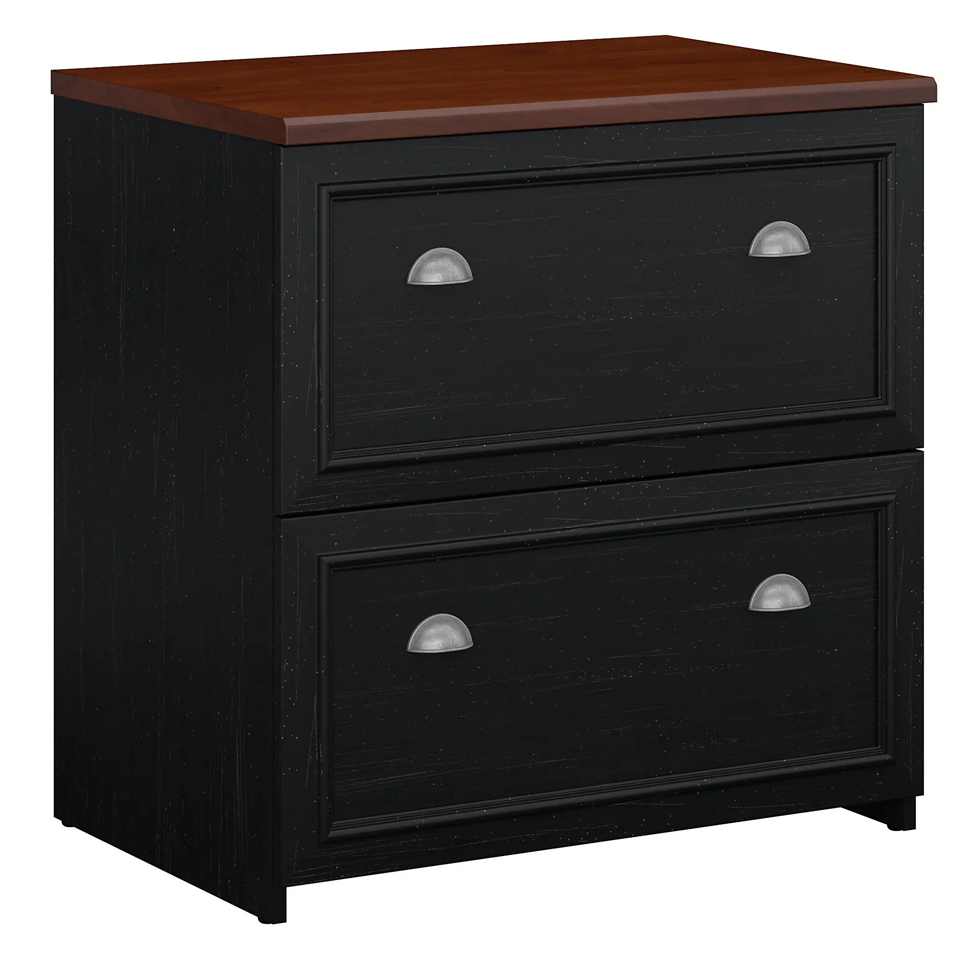 WC53981-03 Fairview Antique Black/Cherry 2 Drawer Lateral File Cabinet-3