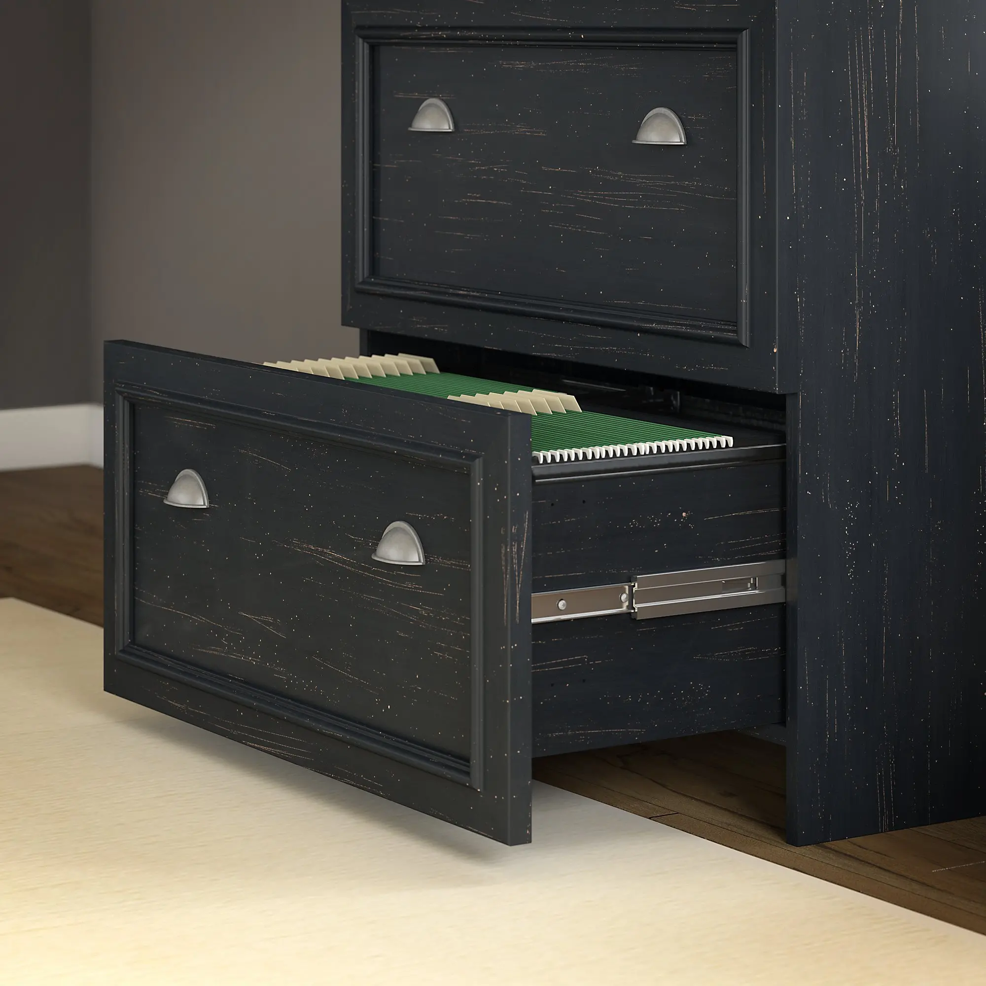 WC53981-03 Fairview Antique Black/Cherry 2 Drawer Lateral File Cabinet-4
