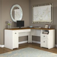 Antique White L Shaped Desk - Fairview-3