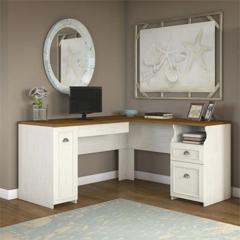 WC53230-03K Fairview Antique White L Shaped Desk-3