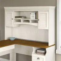 WC53231-03 Fairview Antique White L Shaped Desk Hutch