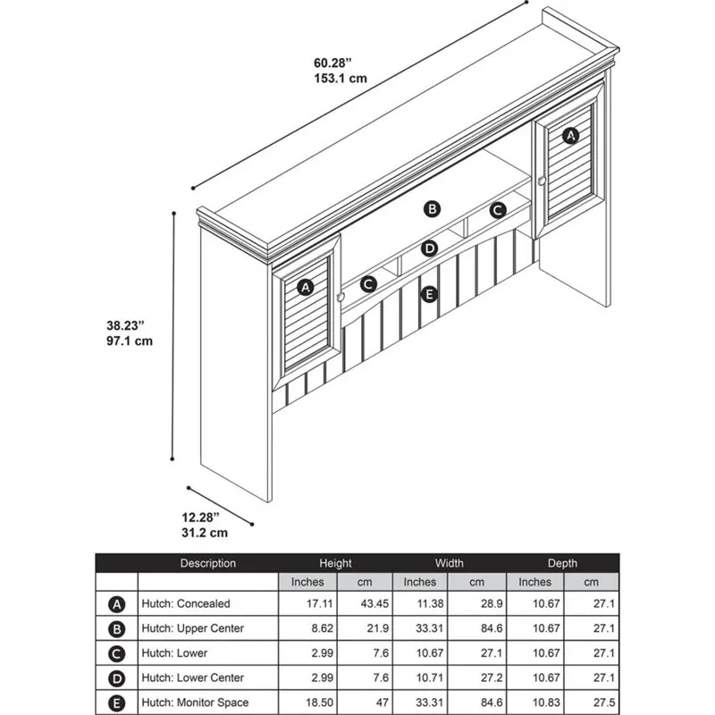 WC53231-03 Fairview Antique White L Shaped Desk Hutch-4