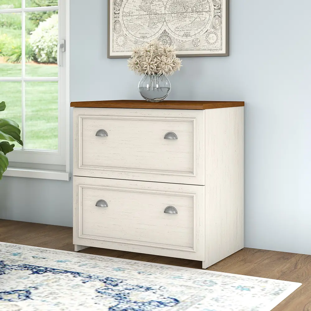 WC53281-03 Fairview Antique White 2 Drawer Lateral File Cabinet-1