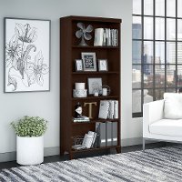 Mocha Cherry 5-Shelf Bookcase - Tuxedo