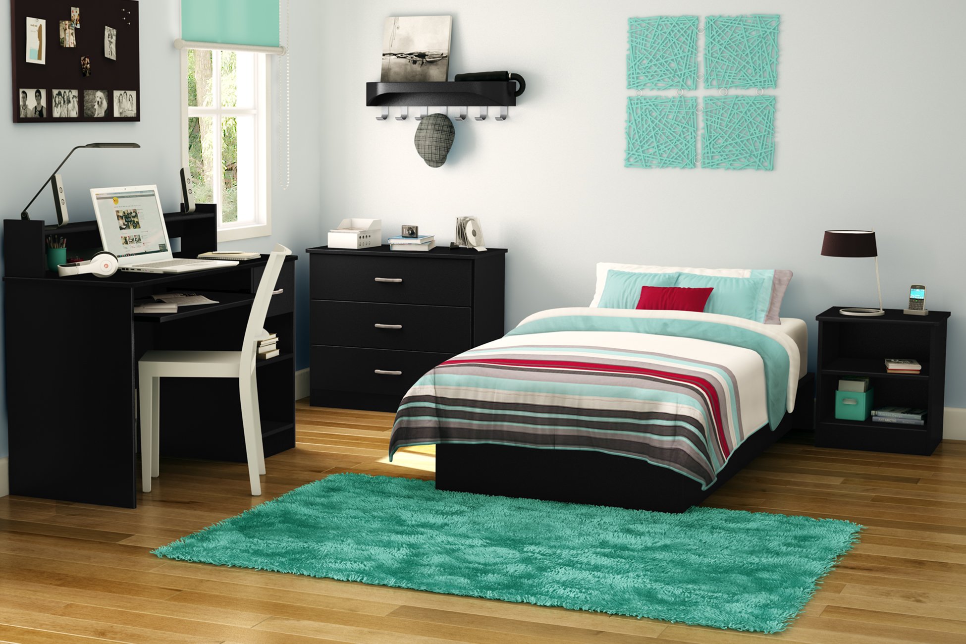 3070235 Modern Black Twin Platform Bed - Step One-3