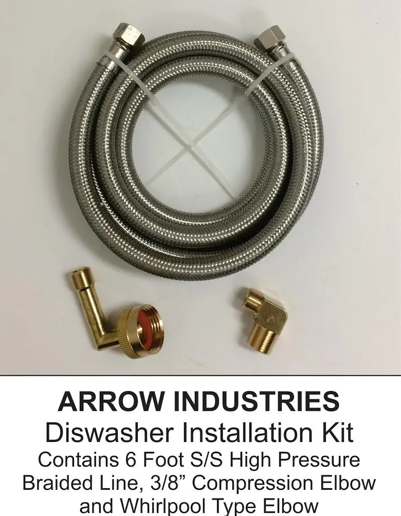 Dishwasher Install Kit with 6 foot braided line, 3/8 compression Elbow-2