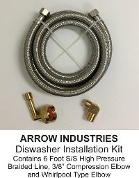 Dishwasher Install Kit with 6 foot braided line, 3/8 compression Elbow-2