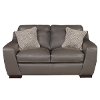 Contemporary Slate Gray Leather Loveseat - Shinning Tips