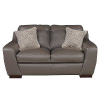 Contemporary Slate Gray Leather Loveseat - Shinning Tips