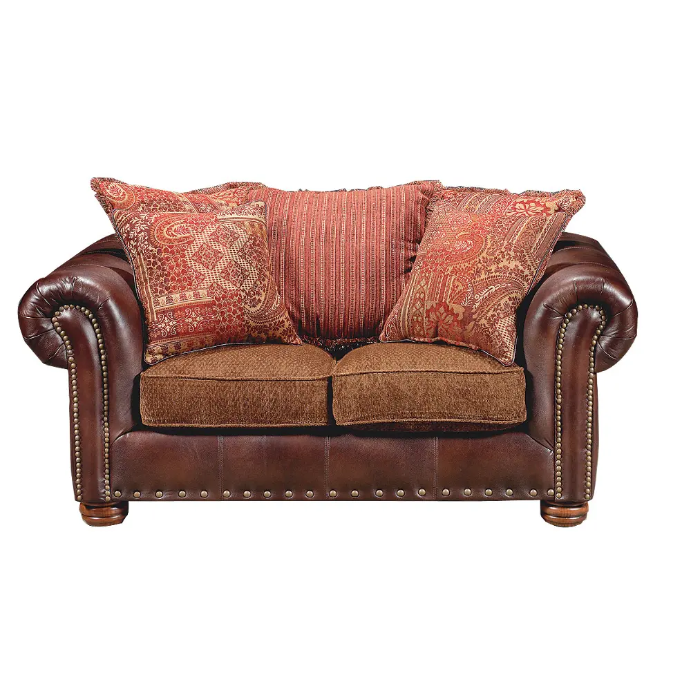 74 Inch Chocolate Two-Tone Upholstered Loveseat-1