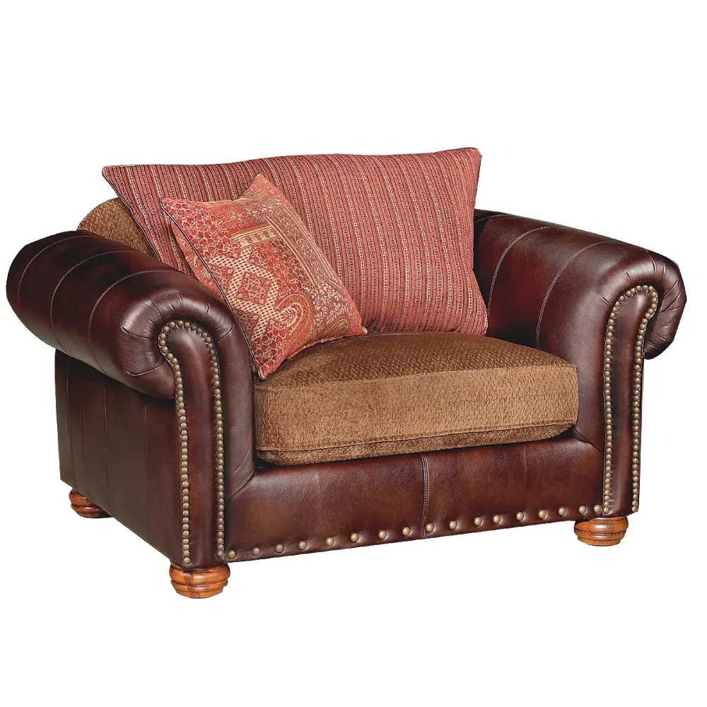 61 Inch Two-Tone Chocolate Upholstered Chair-1