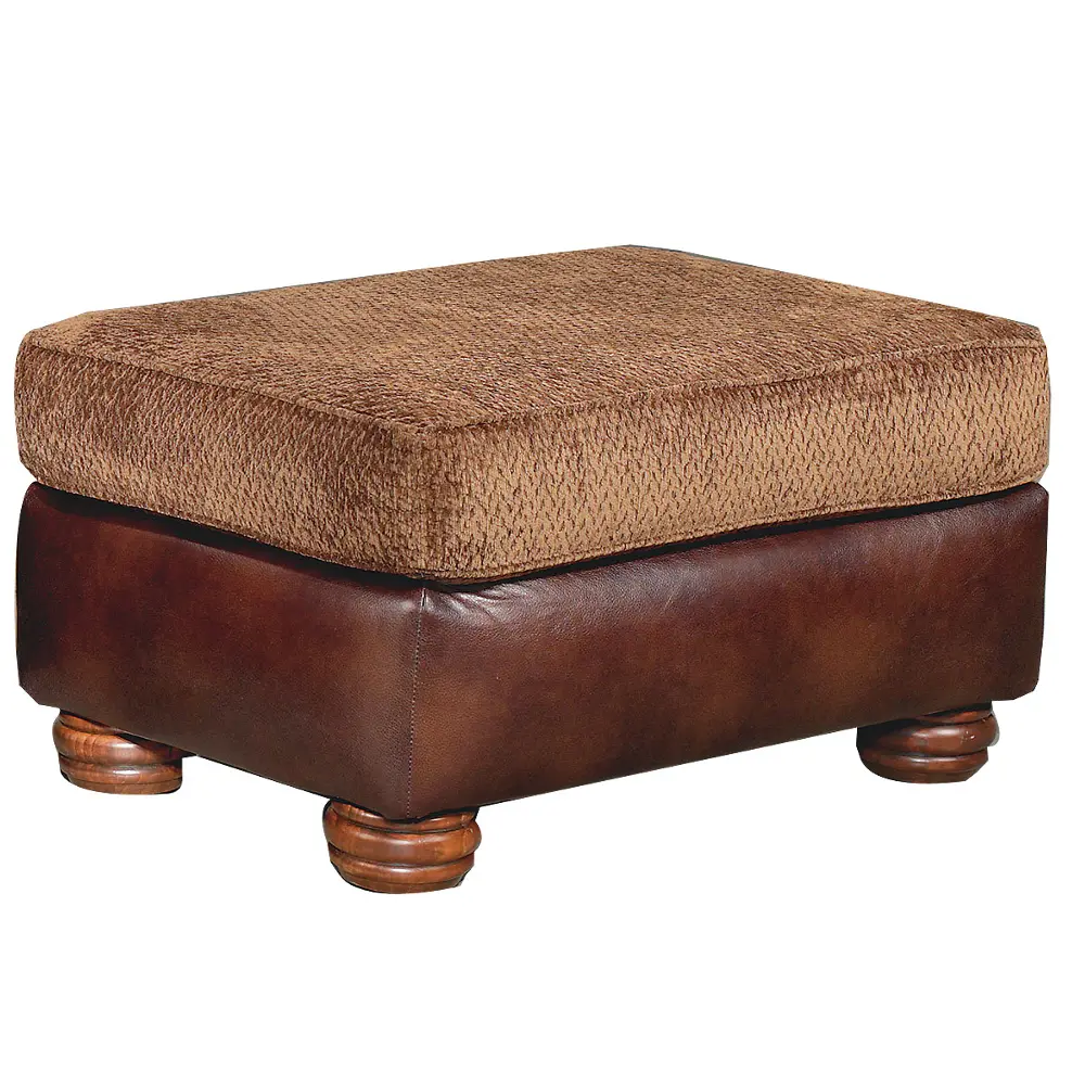 Chocolate Two-Tone Upholstered Ottoman-1