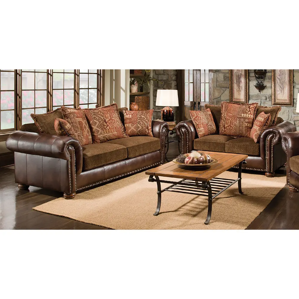 Chocolate Two-Tone Upholstered 2 Piece Room Group-1