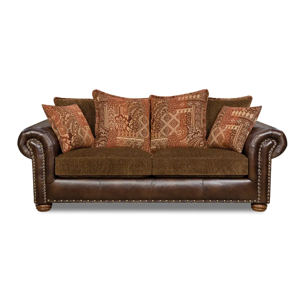 96 Inch Chocolate Two-Tone Upholstered Sofa-1