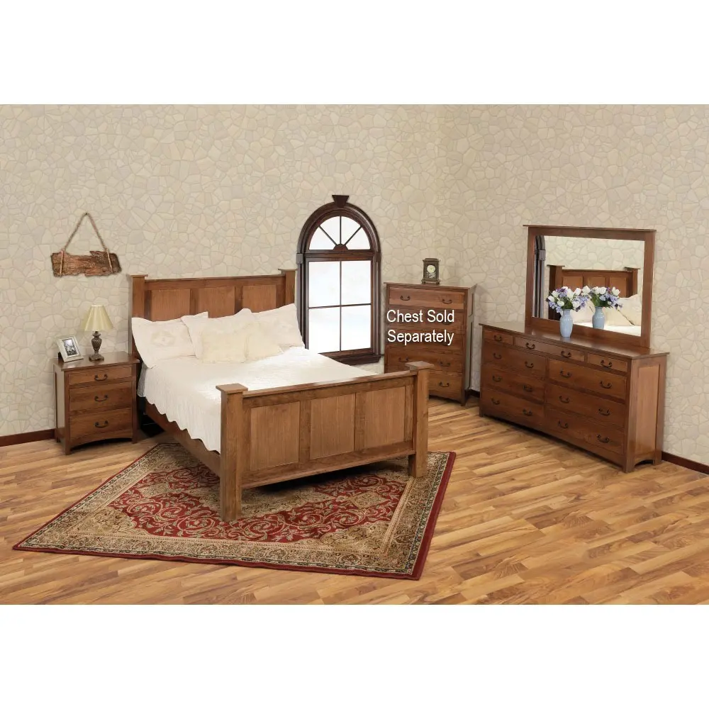 Brown Cherry Classic 4 Piece Queen Bedroom Set - Amish-1