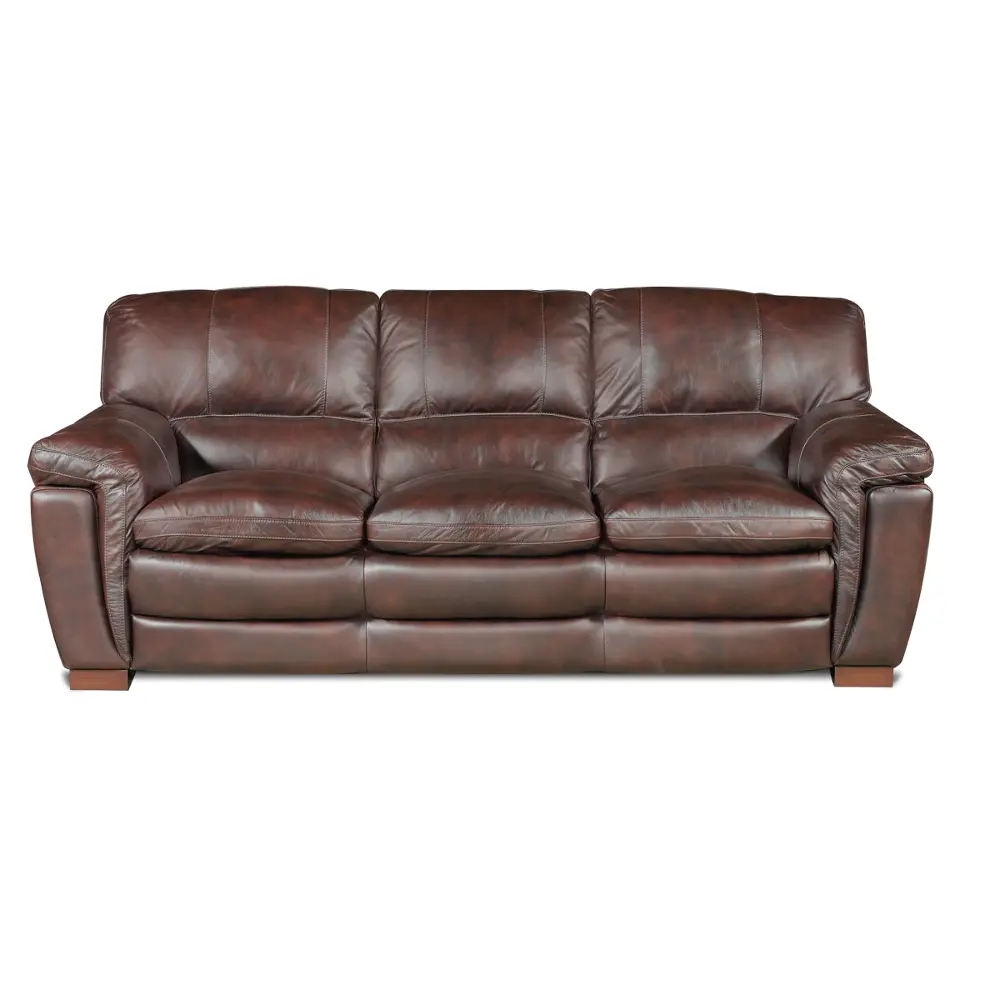 91 Inch Mahogany Leather Sofa-1