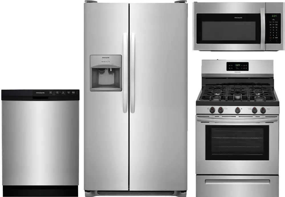 SS-4PC-GAS-KITPACK Frigidaire 4 Piece Kitchen Appliance Package with Gas Range - Stainless Steel-1