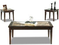 Wood & Marble 3 Piece Coffee Table Set-4