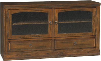63 Inch Distressed Chocolate Brown TV Stand - Santa Fe