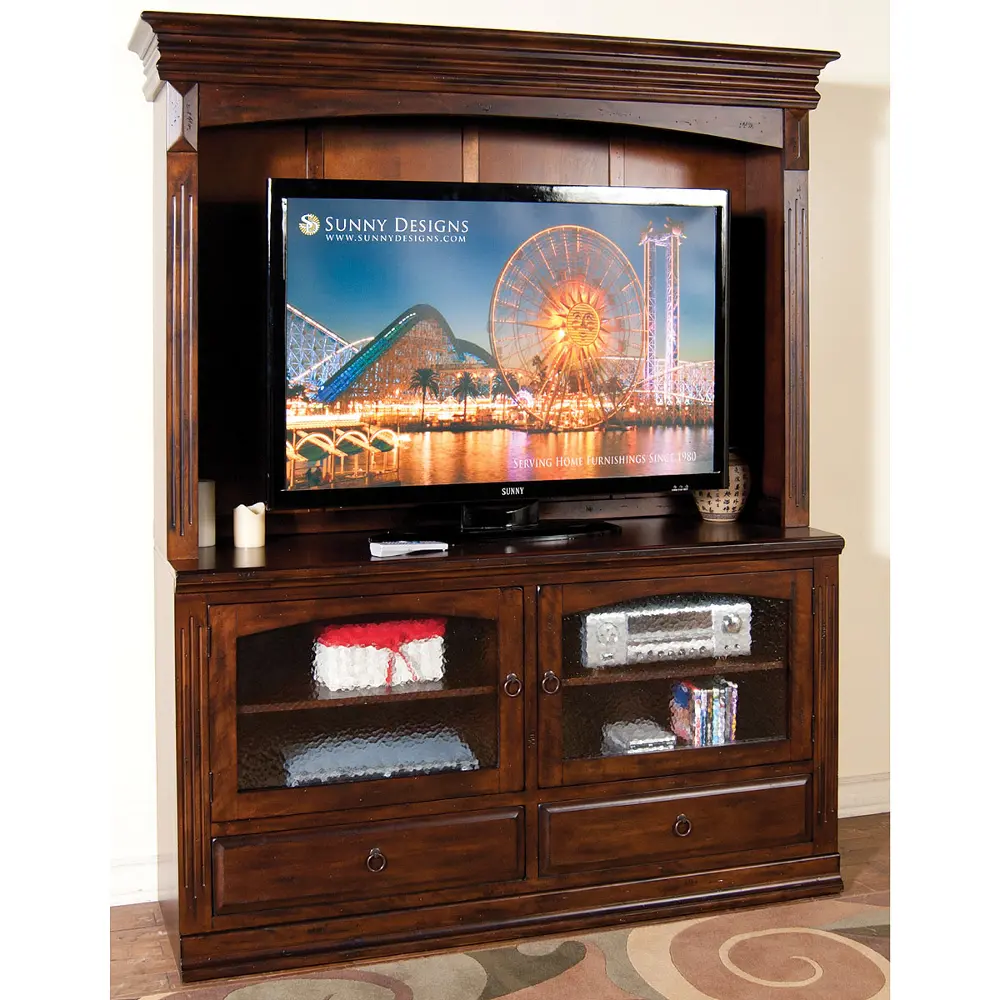 Washed Brown 2 Piece Traditional Entertainment Center - Santa Fe-1
