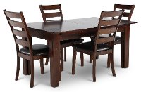 Brown 5 Piece Dining Set with Ladderback Chairs - Kona