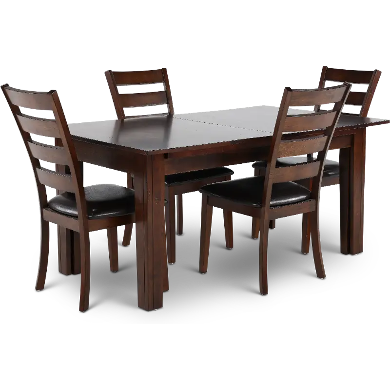 Kona Brown 5 Piece Dining Set with Ladderback Chairs