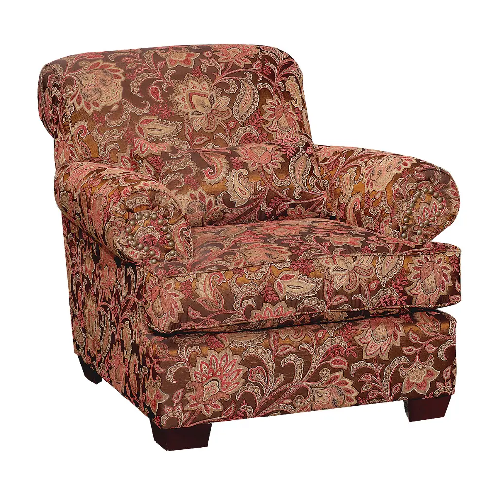 Southport Brown Floral Accent Chair-1