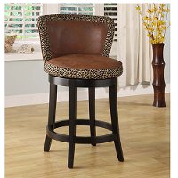 Espresso/Leopard Print Swivel Counter Stool (26 Inch) - Lisbon