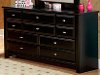 Laguna Black Contemporary 9-Drawer Dresser