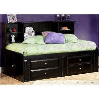 Contemporary Black Cherry Twin Storage Bed - Laguna