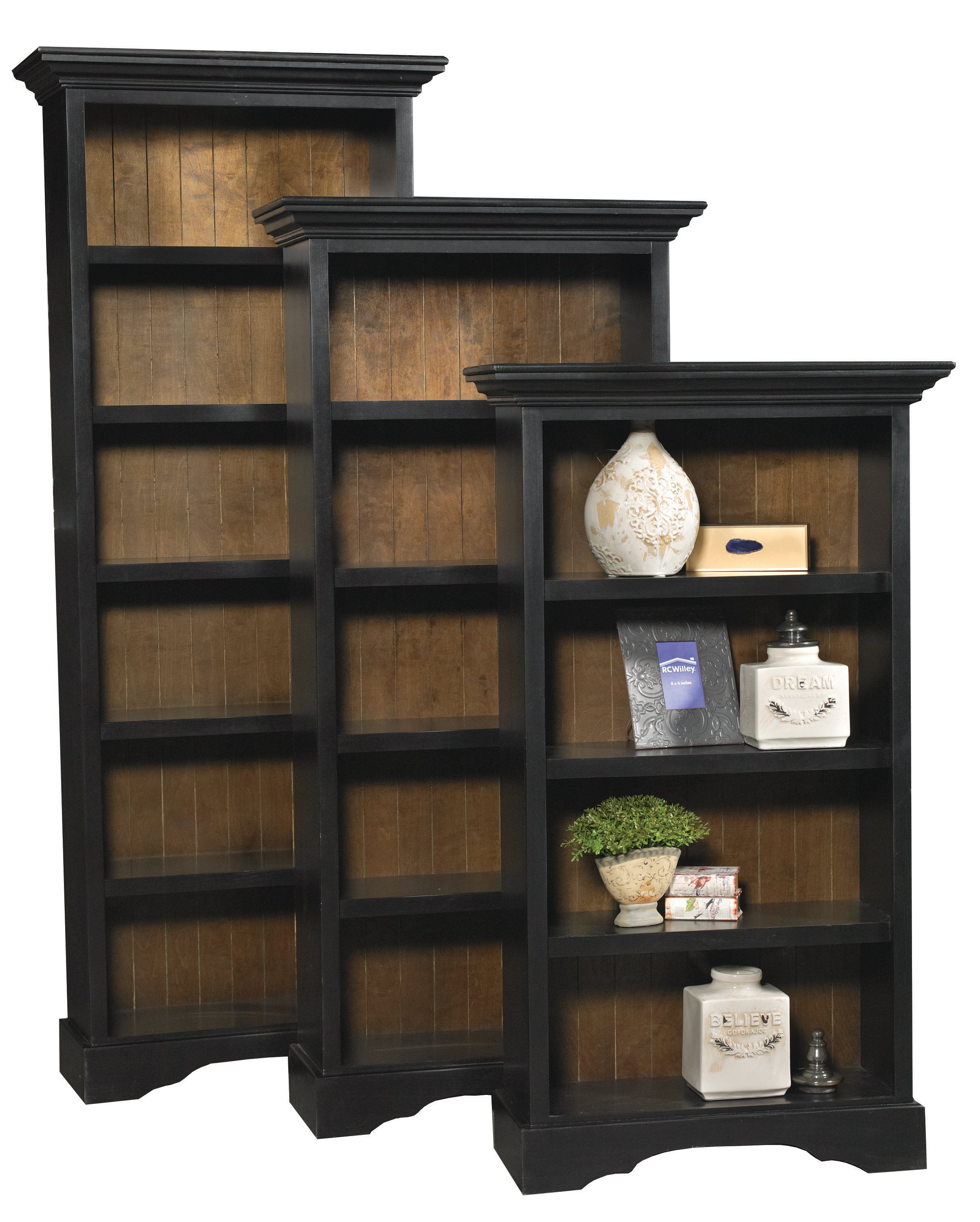 75 Inch Traditional Black Bookcase-1