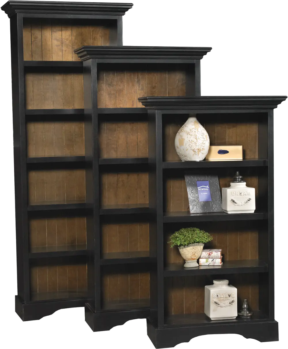 75 Inch Traditional Black Bookcase-1
