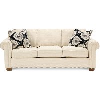 87 Inch Cream Upholstered Sofa