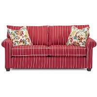86 Inch Red Striped Upholstered Sofa