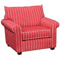 48 Inch Red Striped Upholstered Chair
