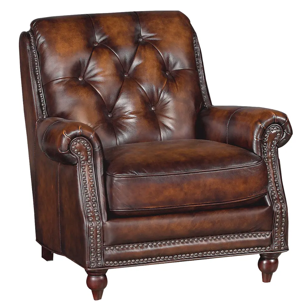 Classic Traditional Brown Leather Chair - Westbury-1