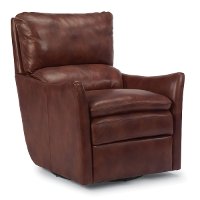 Flexsteel 31 Inch Brown Leather Swivel Glider