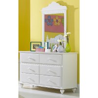 1528-717W White 6-Drawer Dresser - Lauren