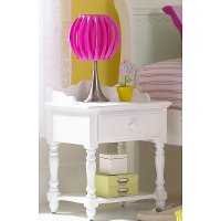 1528-771W White 1-Drawer Nightstand - Lauren