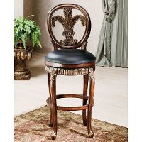 62969 Distressed Cherry 25 Inch Counter Height Stool - Fleur De Lis